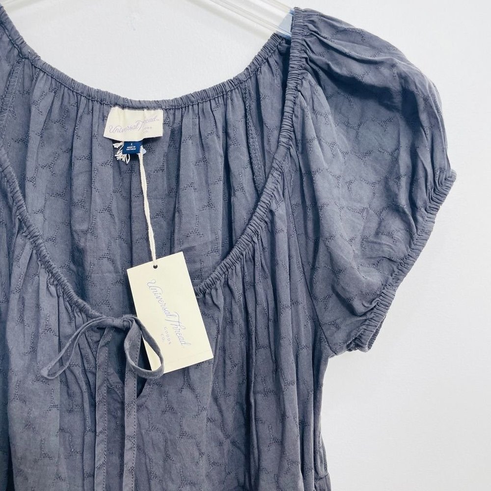 Universal Thread Womans Dress Large Mini Short Sleeve Gray Scoop Neck Summer New - Picture 2 of 10